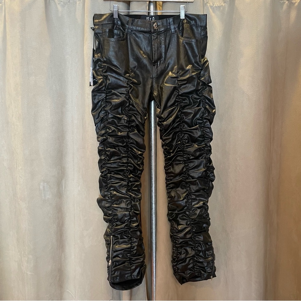 MJB Marc Jacques Burton black waxed pvc pants